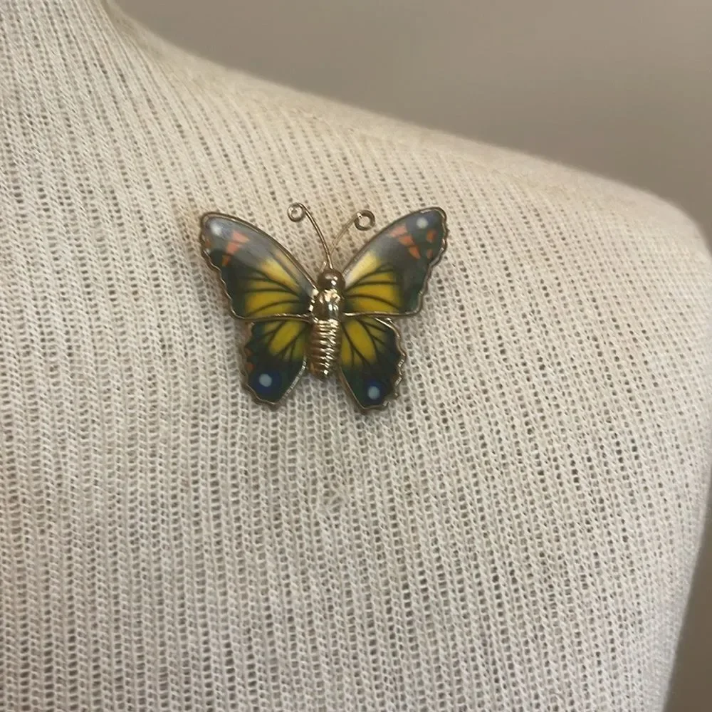Vintage Colorful Butterfly Pin Resin Wings